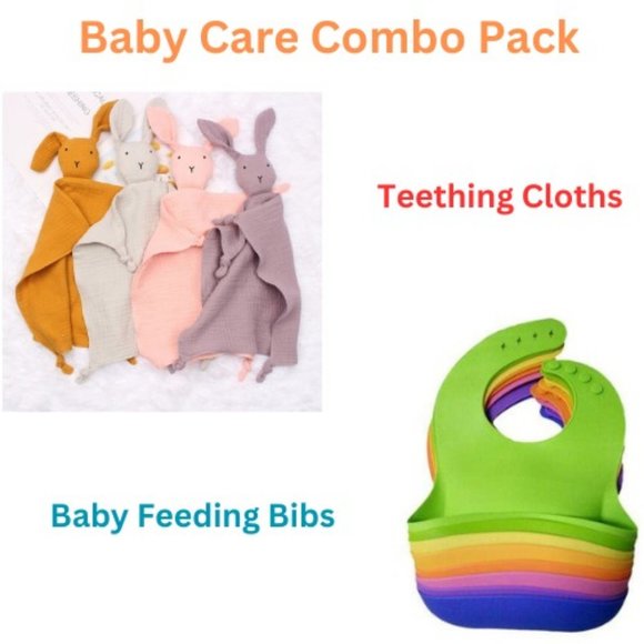 Baby Feeding Bibs & Muslin Teething Cloths Pack - Picture 10 of 14